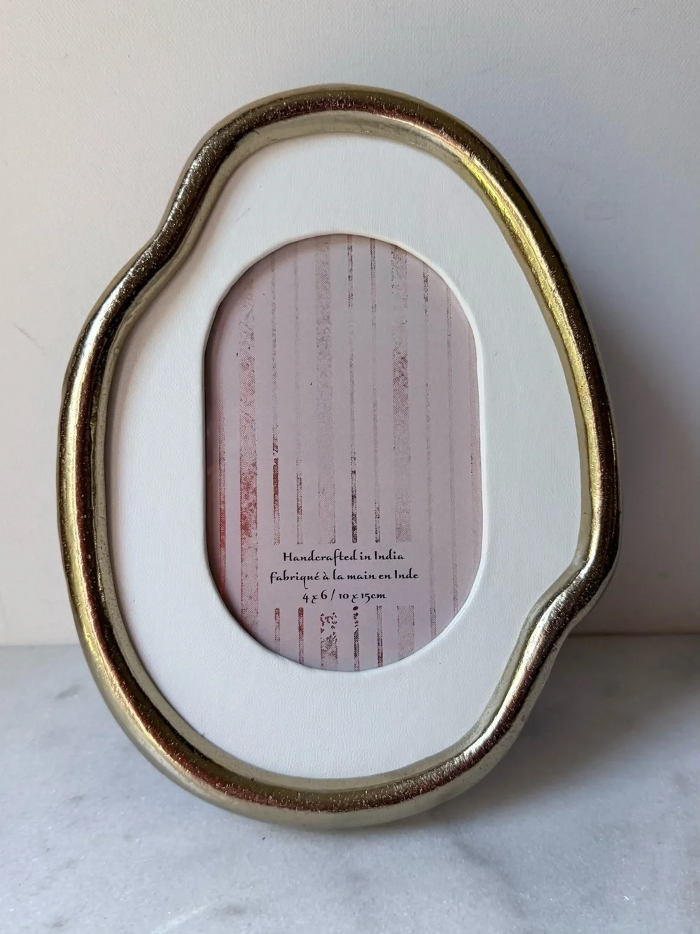 Organic gold metal irregular oval shape picture frame